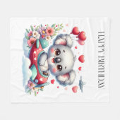 Koala Piloot Verjaardag Fleece Deken (Voorkant (Horizontaal))
