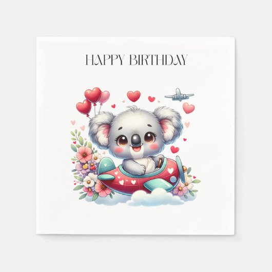 Koala Piloot Verjaardag Servet (Voorkant)