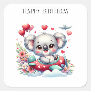 Koala Piloot Verjaardag Vierkante Sticker