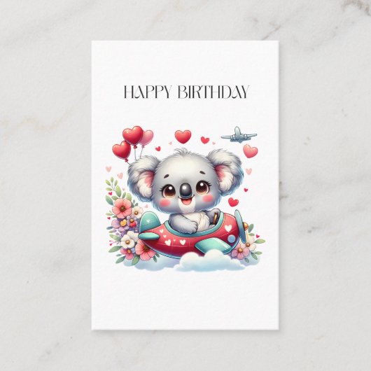 Koala Piloot Verjaardag Visitekaartje (Voorkant)
