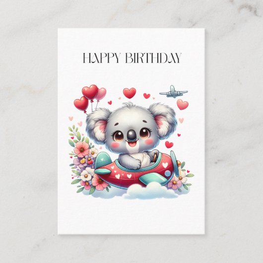 Koala Piloot Verjaardag Visitekaartje (Voorkant)