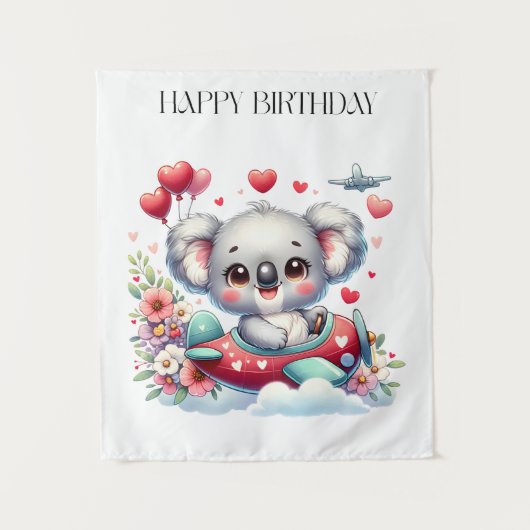 Koala Piloot Verjaardag Wandkleed (Voorkant)