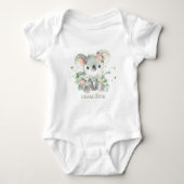 Koala Pink Floral Greenery 1e verjaardag Romper (Voorkant)