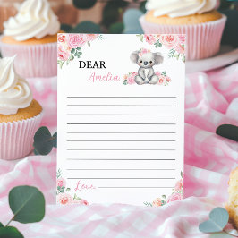 Koala Pink Floral Time Capsule Note Bericht Kaart