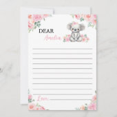 Koala Pink Floral Time Capsule Note Bericht Kaart (Voorkant)