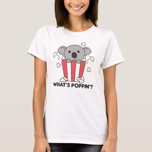 Koala Popcorn Whats Poppin Funny Koalas T-shirt (Voorkant)