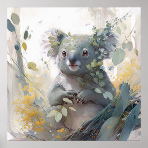 Koala Portret Dierenschilderij Wildlife Outdoors Poster