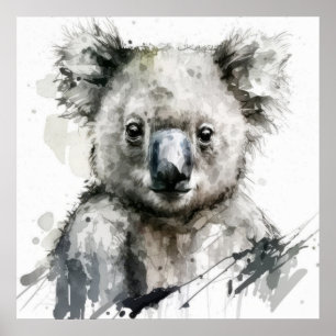 Koala Portret Dierenschilderij Wildlife Outdoors Poster