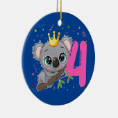 Koala Princess 4th Birthday Girl 4 Keramisch Ornament (Rechts)