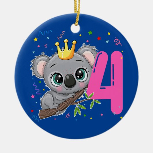 Koala Princess 4th Birthday Girl 4 Keramisch Ornament (Voorkant)