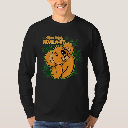 Koala Pun Pot Lovers Super High Koala-Ty Kush Smok T-shirt (Voorkant)