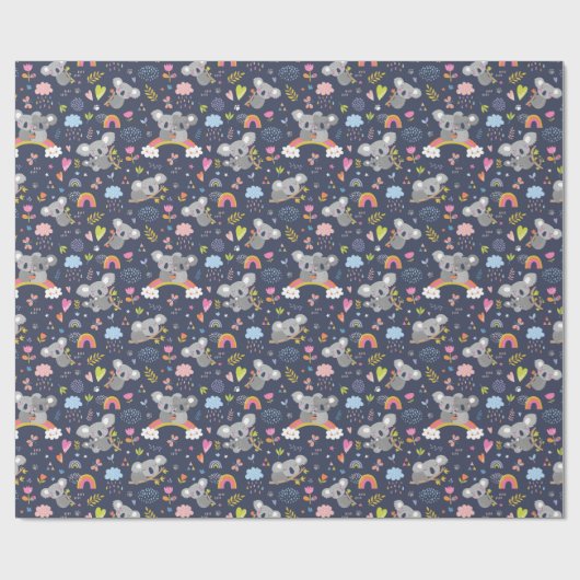 Koala Rainbow Love Pattern Cadeaupapier (Vlak)