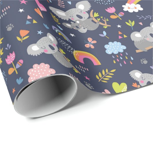 Koala Rainbow Love Pattern Cadeaupapier (Rol Hoek)