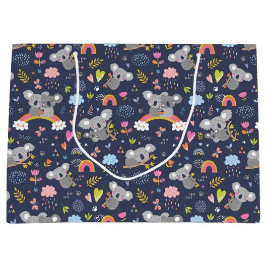 Koala Rainbow Love Pattern Groot Cadeauzakje (Voorkant)