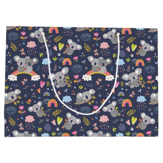 Koala Rainbow Love Pattern Groot Cadeauzakje (Achterkant)