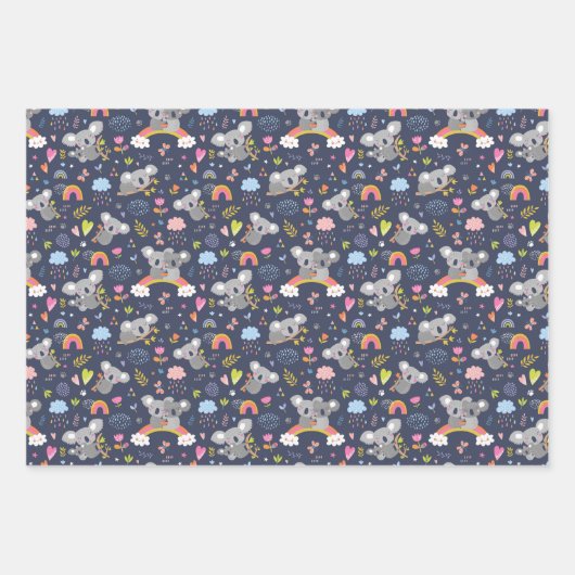 Koala Rainbow Love Pattern Inpakpapier Vel (Voorkant)