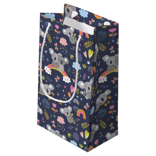 Koala Rainbow Love Pattern Klein Cadeauzakje (Achterkant Gekanteld)