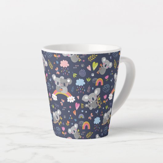 Koala Rainbow Love Pattern Latte Mok (Rechterhoek)