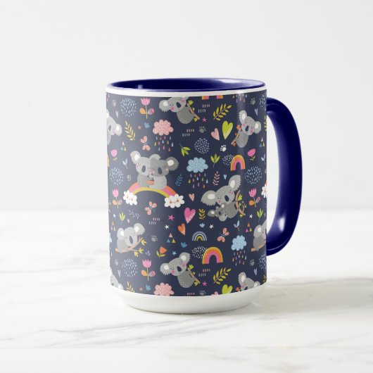 Koala Rainbow Love Pattern Mok (Voorkant rechts)
