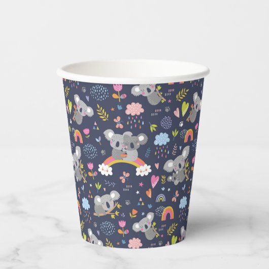 Koala Rainbow Love Pattern Papieren Bekers (Voorkant)
