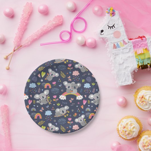 Koala Rainbow Love Pattern Papieren Bordje (Feest)