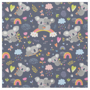 Koala Rainbow Love Pattern Stof
