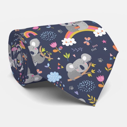 Koala Rainbow Love Pattern Stropdas (Opgerold)