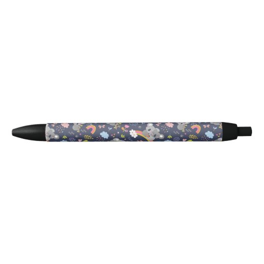 Koala Rainbow Love Pattern Zwarte Inkt Pen (Voorkant)
