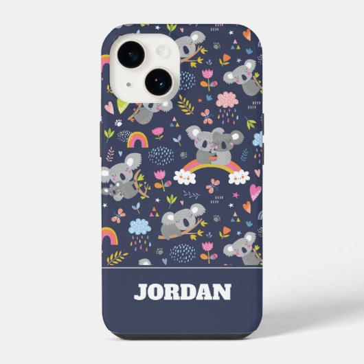 Koala Regenboog Liefde Patroon iPhone Hoesje (Achterkant)