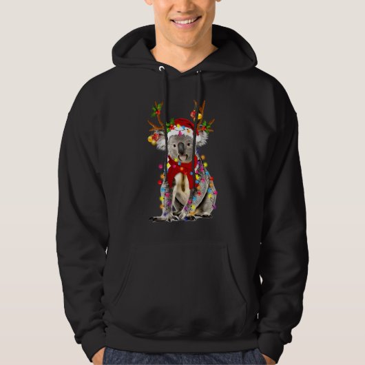 Koala Rendier Xmas Lights Vrolijk Kerstfeest Hoodie (Voorkant)