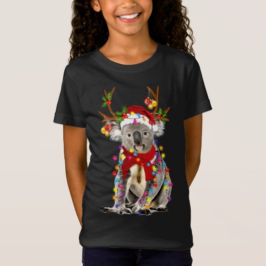 Koala Rendier Xmas Lights Vrolijk Kerstfeest T-shirt (Voorkant)