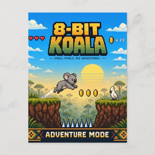 Koala, Retro 8-Bit Pixelkunst Briefkaart (Voorkant)