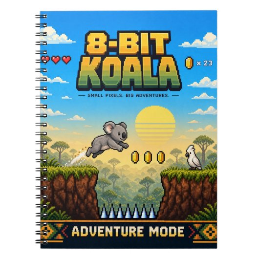 Koala, Retro 8-Bit Pixelkunst Notitieboek (Voorkant)