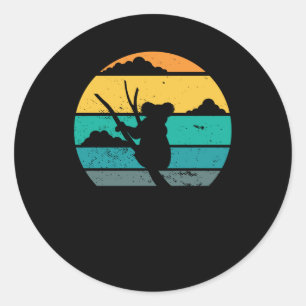 Koala Retro Stijl   Koala Beer Cadeau Ronde Sticker