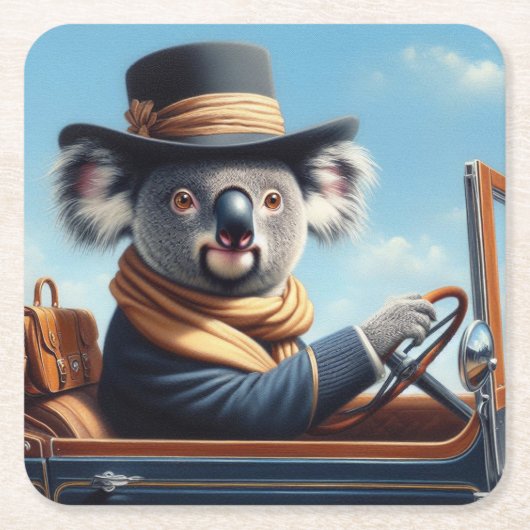 Koala Rijden Kartonnen Onderzetters (Voorkant)