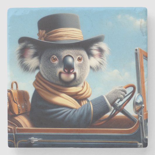 Koala Rijden Stenen Onderzetter (Voorkant)