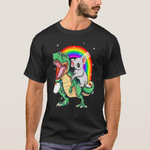 Koala rijdt op dinosaurus T Rex Schattige Koala Ty T-shirt