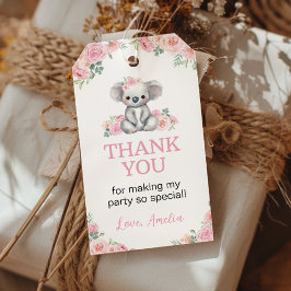 Koala Roze Bloemen Meisje Partij Dank u Favoriet T Cadeaulabel