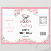 Koala Roze Bloemen Meisje Verjaardag Chip Bag Wrap Flyer (Voorkant)