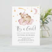 Koala Roze: Het is een meisje Baby shower Kaart (Staand voorkant)