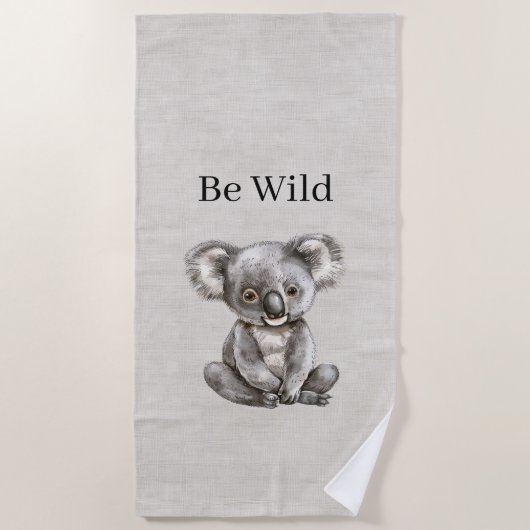 Koala Safari Dier Nep Linnen Strandlaken (Voorkant)