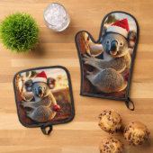 Koala Santa Hat Zittend in Gumtree Ovenwant & Pannenlap Set (Top down)