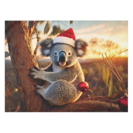 Koala Santa Hat Zittend in Gumtree Tafelkleed