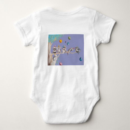 Koala Schattig Eerste Verjaardag Pastel Paars Wate Romper (Achterkant)