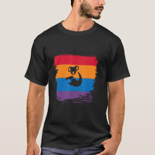 Koala Shadow Silhouette met kleurrijke vlag T-shirt