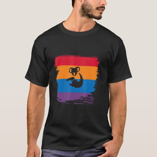 Koala Shadow Silhouette met kleurrijke vlag T-shirt (Voorkant)