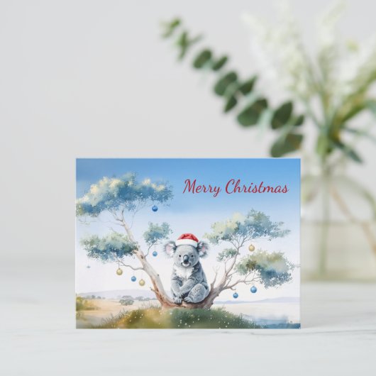 Koala Sitting in a Gum tree Merry Christmas Feestdagenkaart (Staand voorkant)