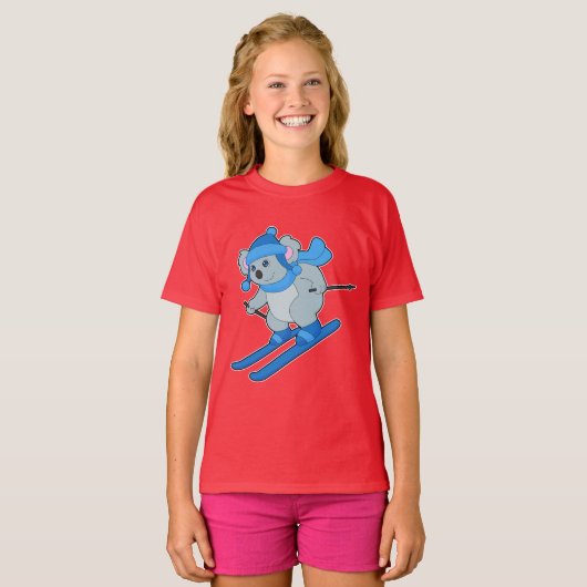 Koala Skier Wintersport T-shirt (Voorkant volledig)
