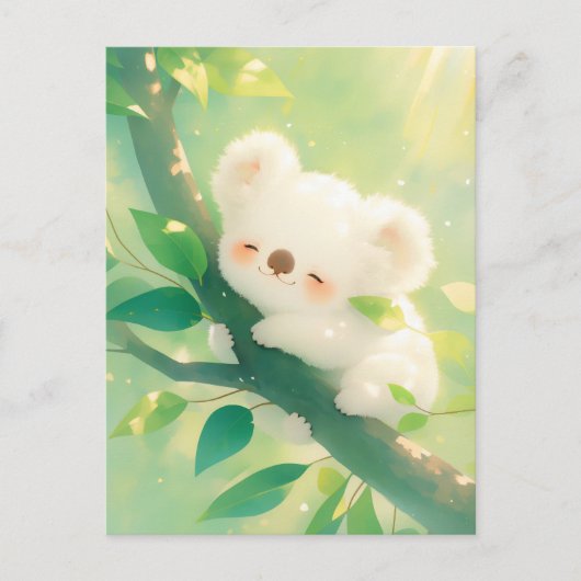 Koala slaapt op boomtak in zonovergoten bos briefkaart (Voorkant)