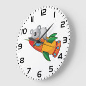 Koala slapen op kleurrijke raket grote klok (Hoek)